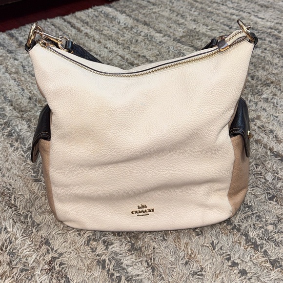 Coach Black Tan cream Leather Bag - Picture 2 of 13